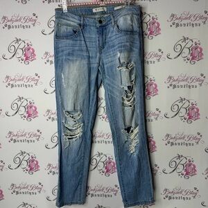 Guess jeans Tom boy ripped Blue Boyfriend Distressed Jeans